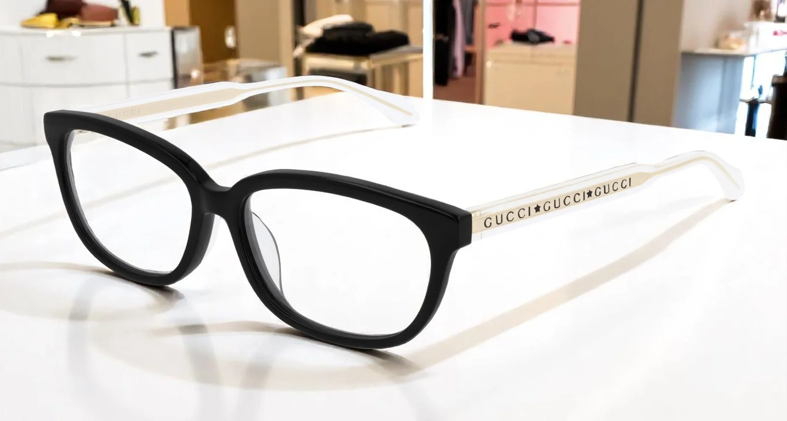 GUCCI GG0568OA 001 Square Black Black Crystal Demo Lens 55 mm Women