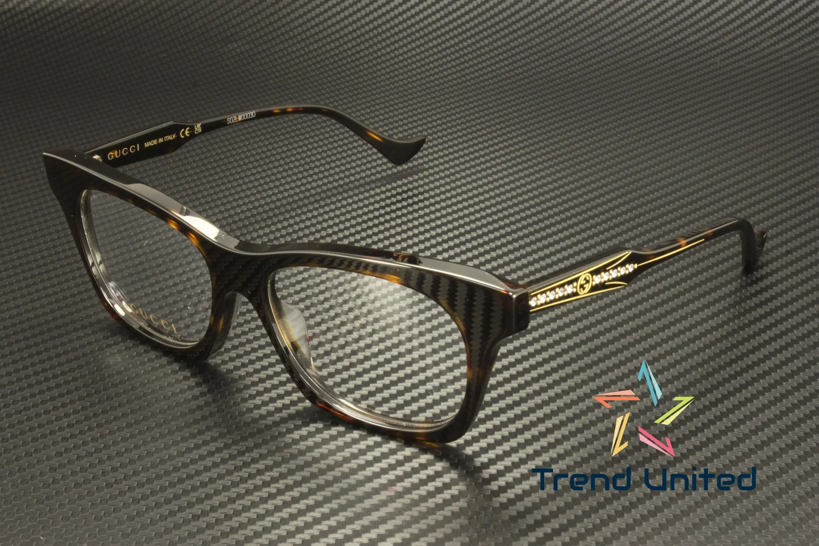 GUCCI GG0568OA 002 Square Havana White Crystal Demo Lens 55mm Women 3