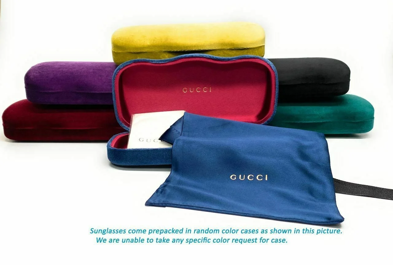 GUCCI GG0683O 003 Rectangular Squared Gold Blue 55 mm Women 2